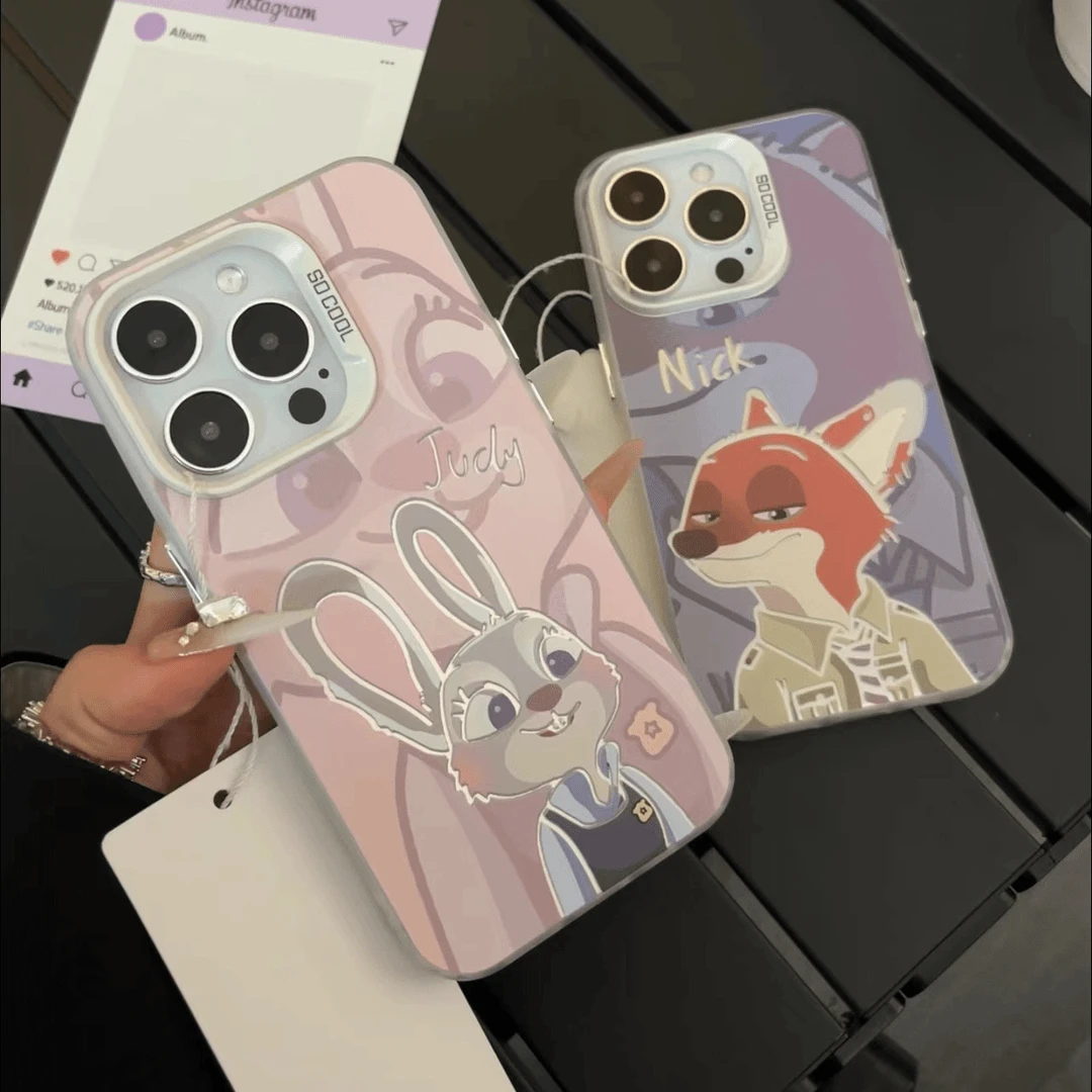 情侣款尼克朱迪适用苹果13/14/15手机壳华为Pura70小米14vivo防摔