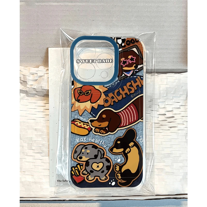 复古牛仔小狗适用iphone15/14/13手机壳苹果华为vivo小米oppo软套