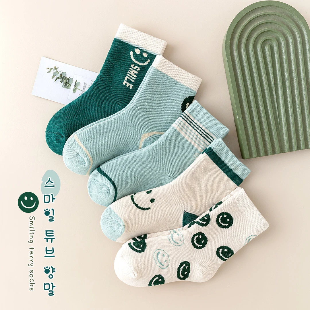 儿童秋冬袜子男宝女宝加绒加厚毛圈中筒袜秋冬季保暖儿童袜学生袜