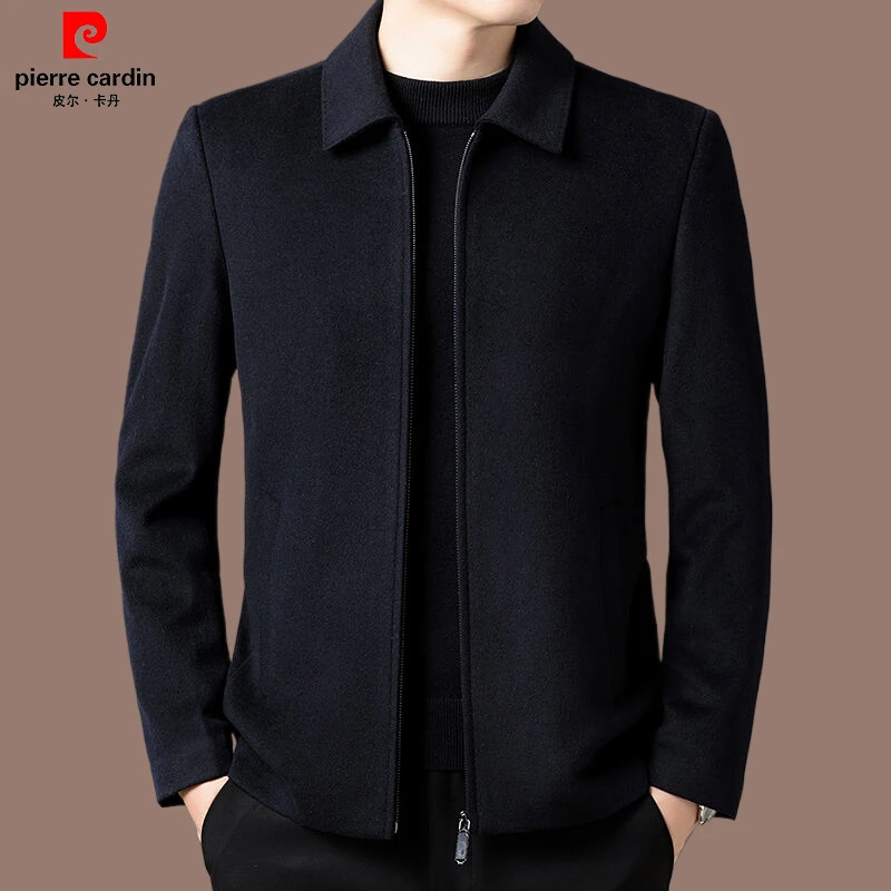 皮尔卡丹 国际大牌 冬季男士100绵羊毛加厚夹克商务休闲高档外套