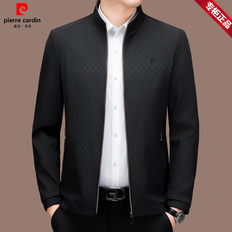 【皮尔卡丹 国际大牌】男士高档行政夹克男装休闲外套中年商务上衣