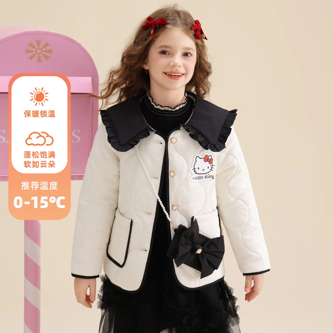 065015儿童冬季棉服外套翻领轻暖波浪绗棉保暖舒适中大童装KTM