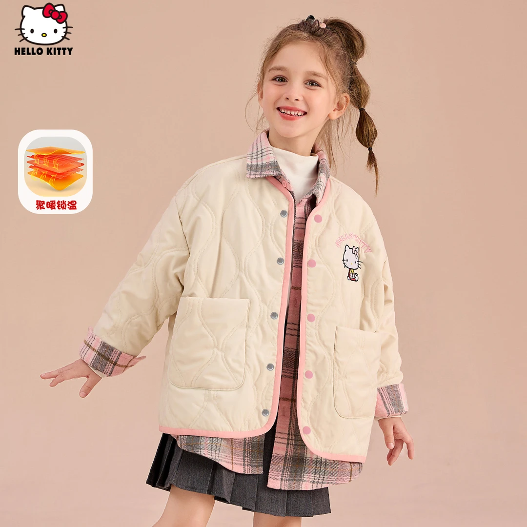 196004儿童外套秋冬2024新款女童假两件加厚保暖棉衣KTM