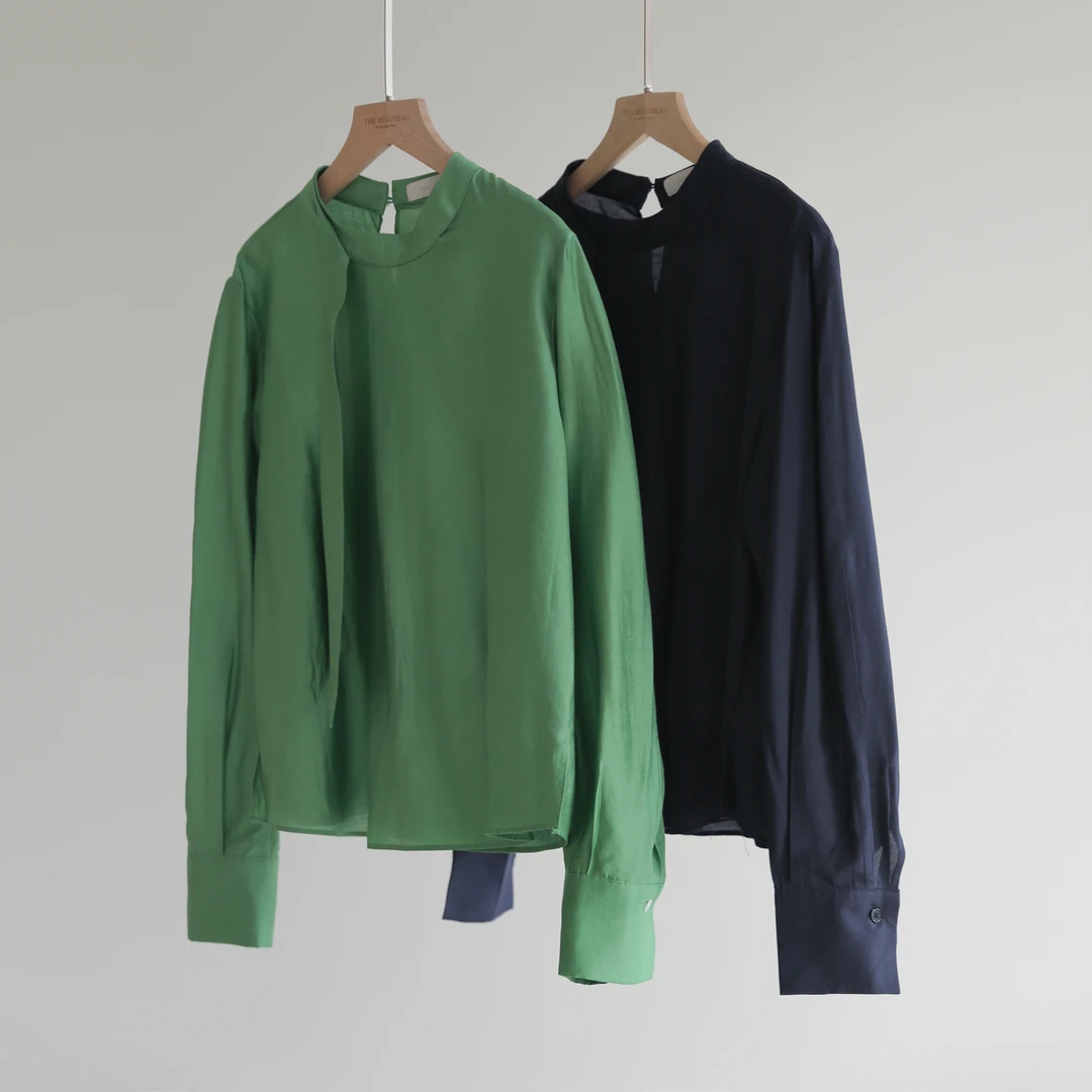 依浦飘带半高领衬衫（东大门款TBB1166）