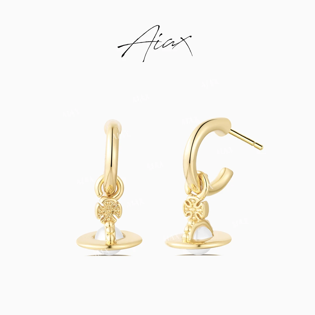 铜合金仿珍珠耳饰 轻奢百搭精美气质土时尚星鎏金耳环TSL1176