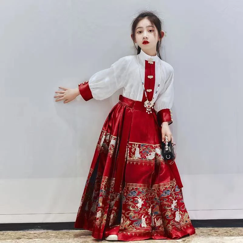 马面裙女童春秋季儿童汉服2024新款古风套装春款小女孩中国风古装