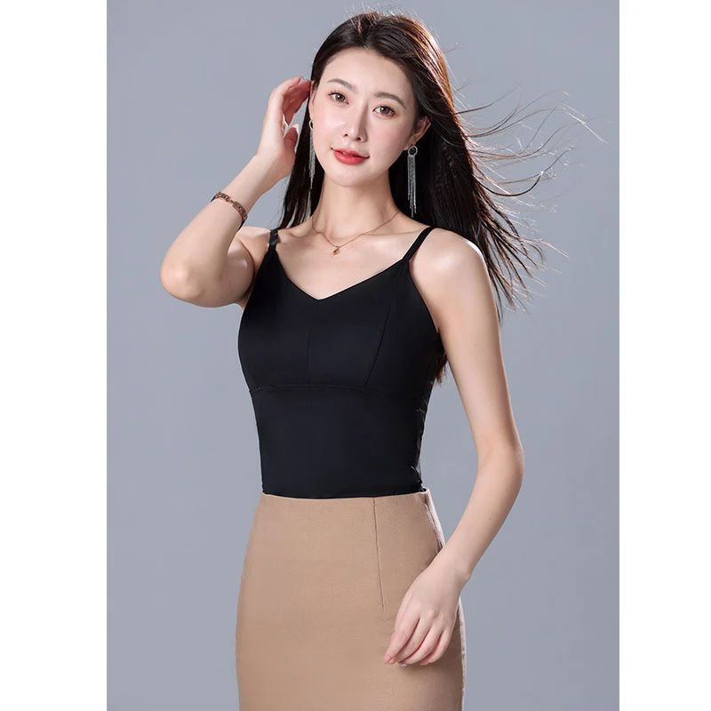 上衣吊带打底衫百搭薄款无袖带胸垫背心内搭美背外穿无痕吊带1968
