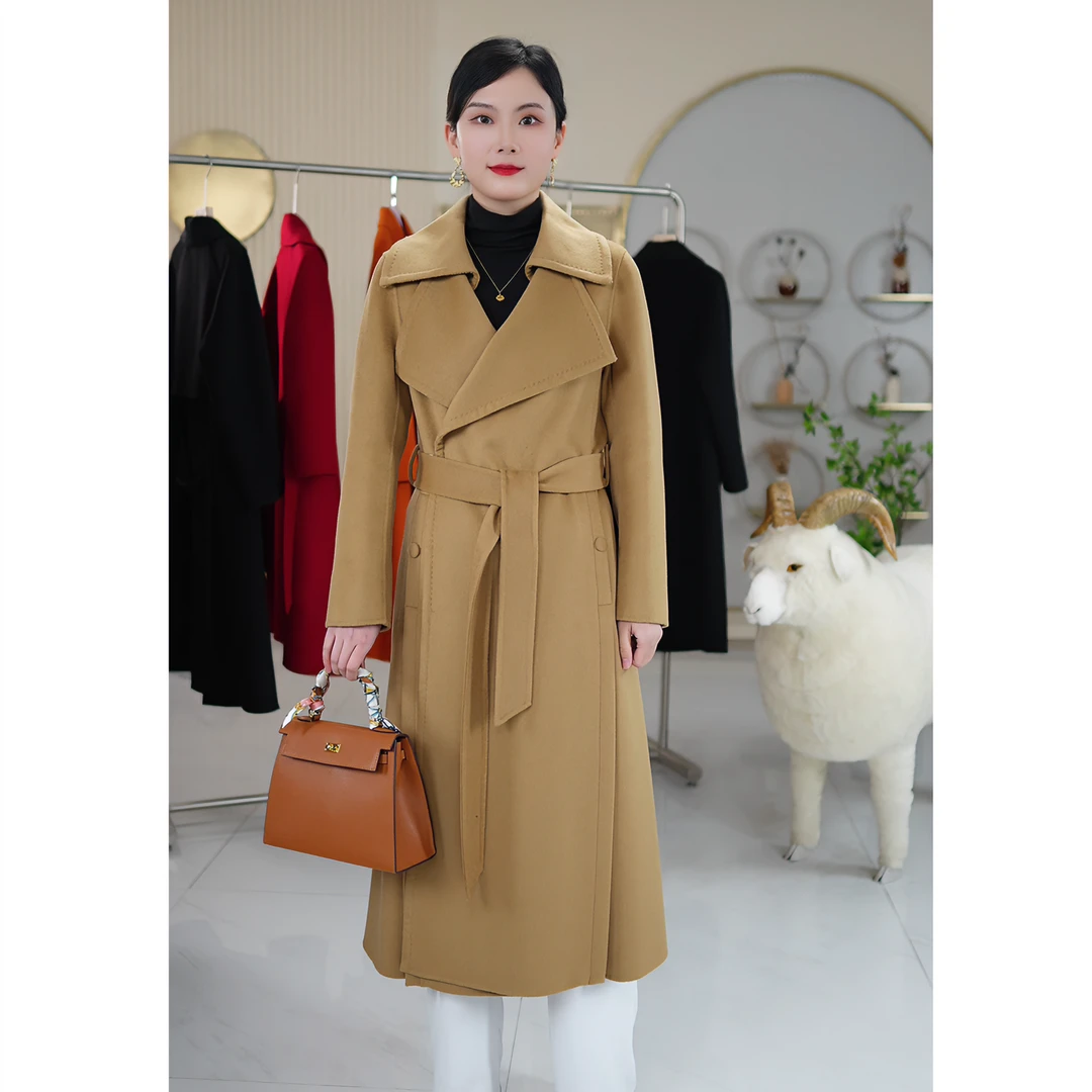 8309# 双面羊毛大衣秋冬中长款羊绒双面呢羊毛长款秋冬中长款气质