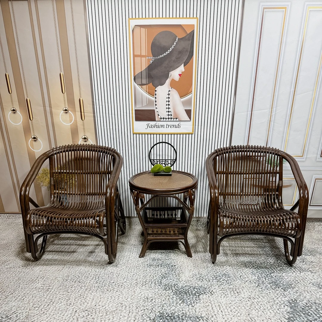 印尼玛瑙客厅复古经典休闲椅家用阳台套装办公电脑椅创意桌椅藤编