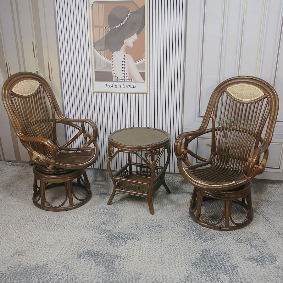 客厅编电脑椅家用转椅旋转卧室阳台休闲靠背椅阳台椅办公单人藤编