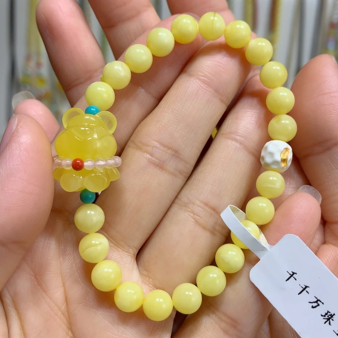 琥珀手链未镶嵌6.8mm尺寸