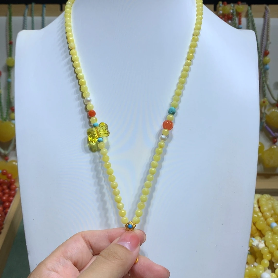蜜蜡颈饰未镶嵌4.8m m