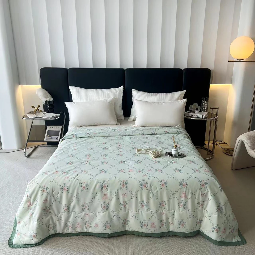 新款小清新柔软舒适亲肤春夏秋印花碎花重工包边大豆纤维夏凉被