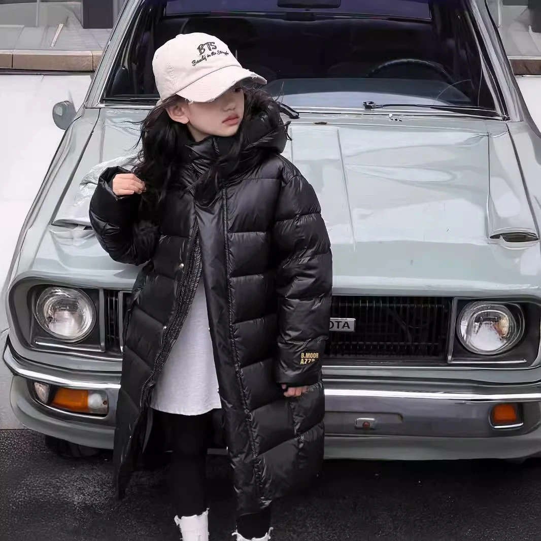 儿童羽绒服反季加厚男女孩中大童休闲长款外套韩版亲子连帽保暖冬