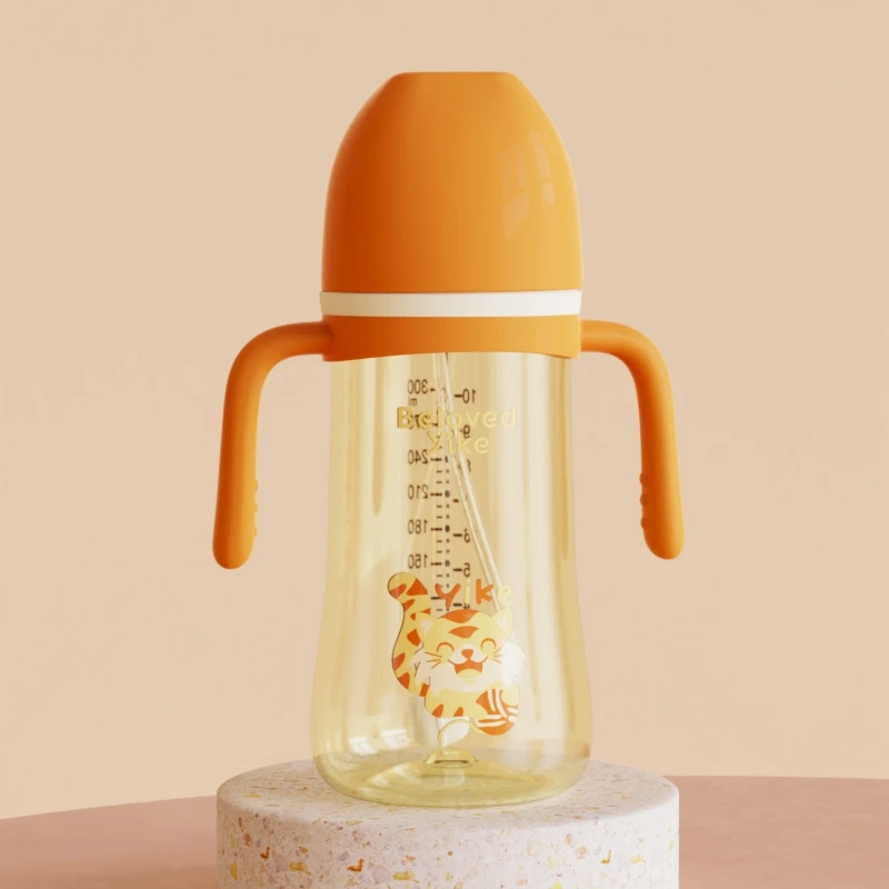 白金翰02橙色240ML奶嘴【直播间专属】防胀气ppsu0个月防摔奶瓶