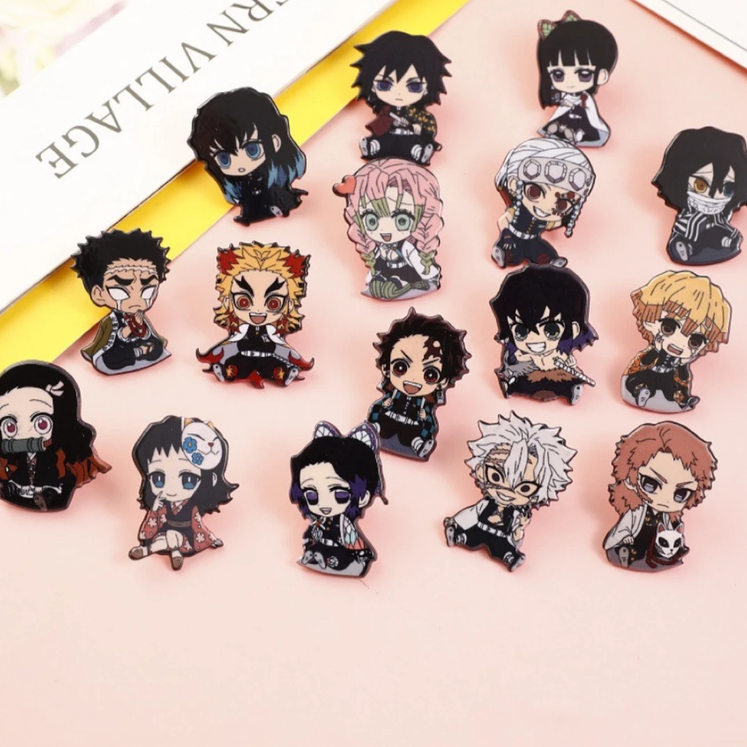 锌合金亚克力胸针 鬼灭之刃贴画动漫周边同款学生包包配饰徽章