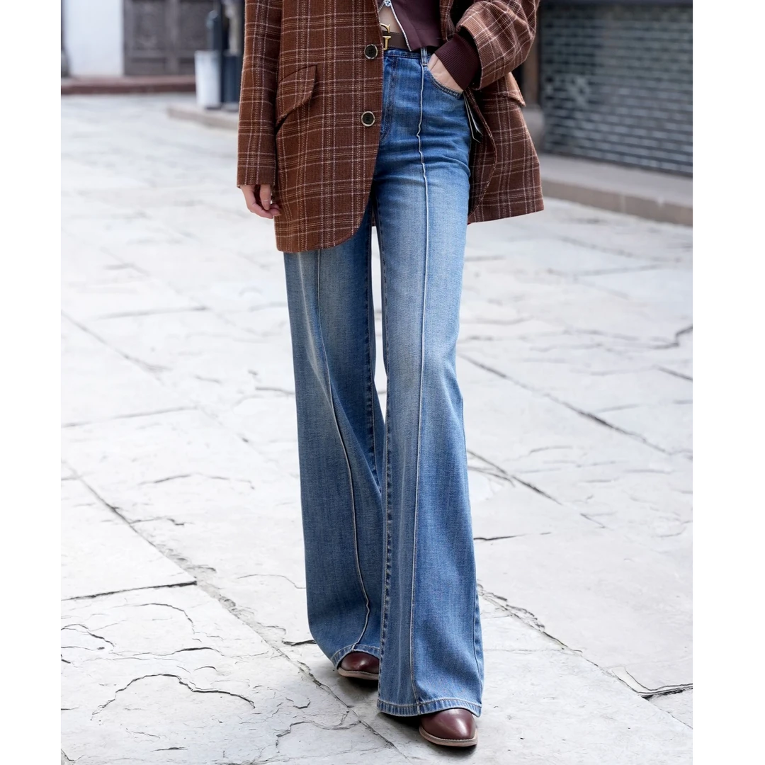 GIRDEAR/哥弟百搭经典复古水洗微喇造型感牛仔裤1100511/1196511