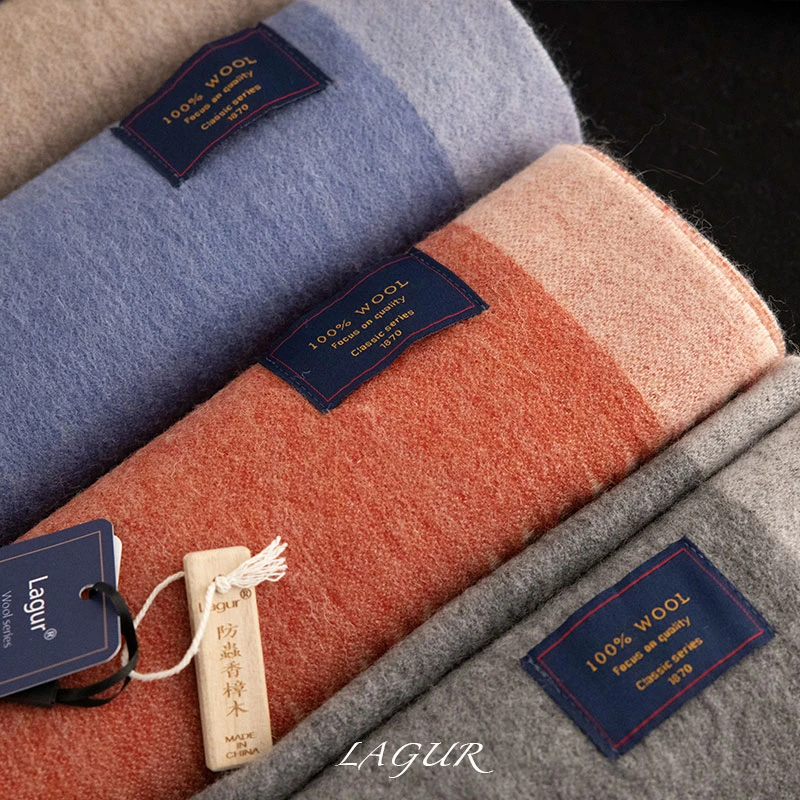 意大利简约撞色100%澳洲羊毛围巾秋冬情侣大气礼盒礼物百搭围脖款