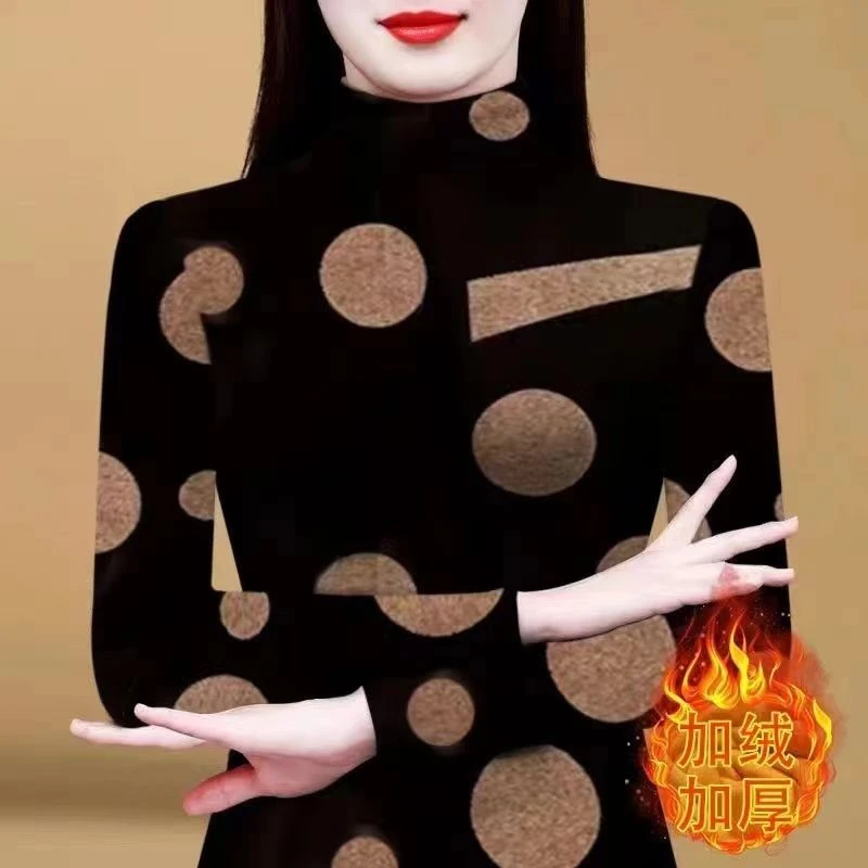 2025新款一体双面德绒半高领打底衫女长袖修身时尚百搭保暖上衣潮