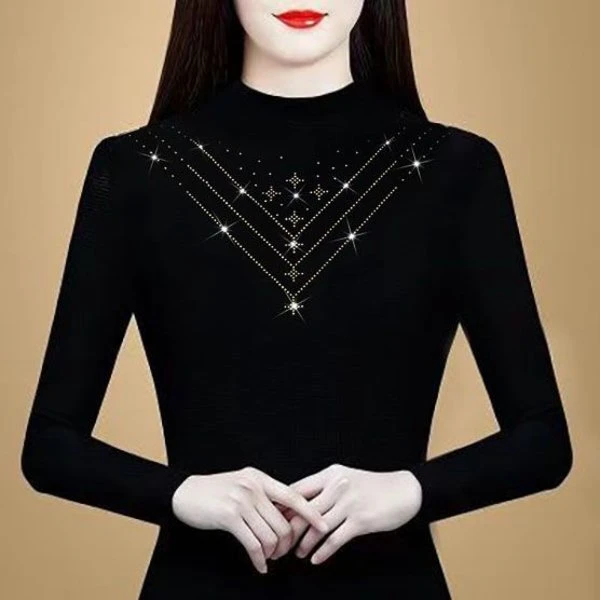 半高领打底衫女春秋新款内搭修身网纱上衣长袖T恤衫洋气百搭小衫