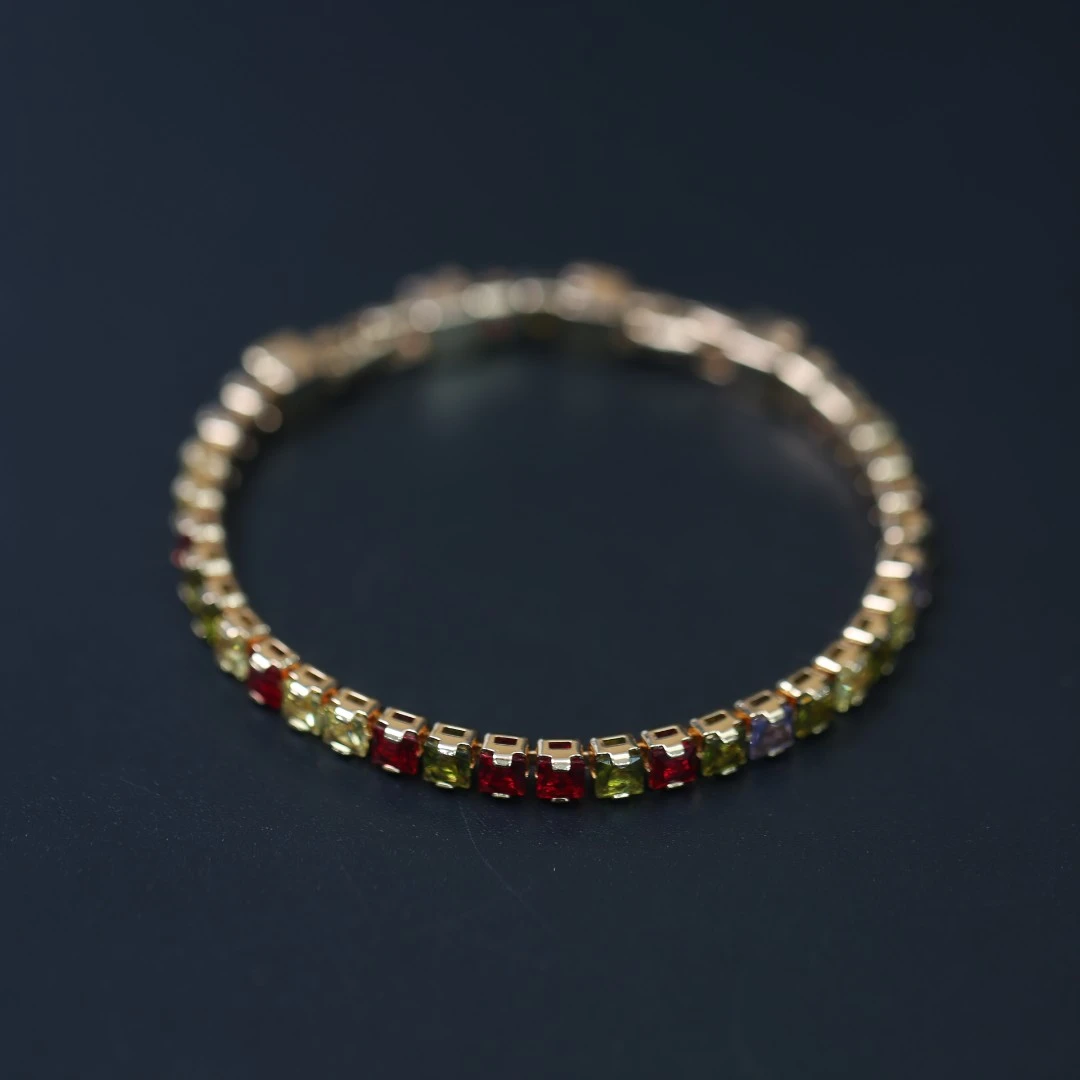 铜合金合成锆石手链 时尚气质轻奢简约百搭个性镶嵌手链YW7118