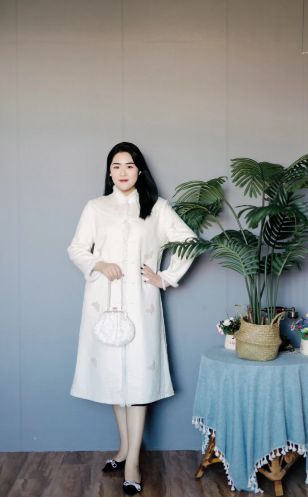 福利微瑕不褪【暮雪】立领气质加厚复古中国风长款刺绣旗袍外套