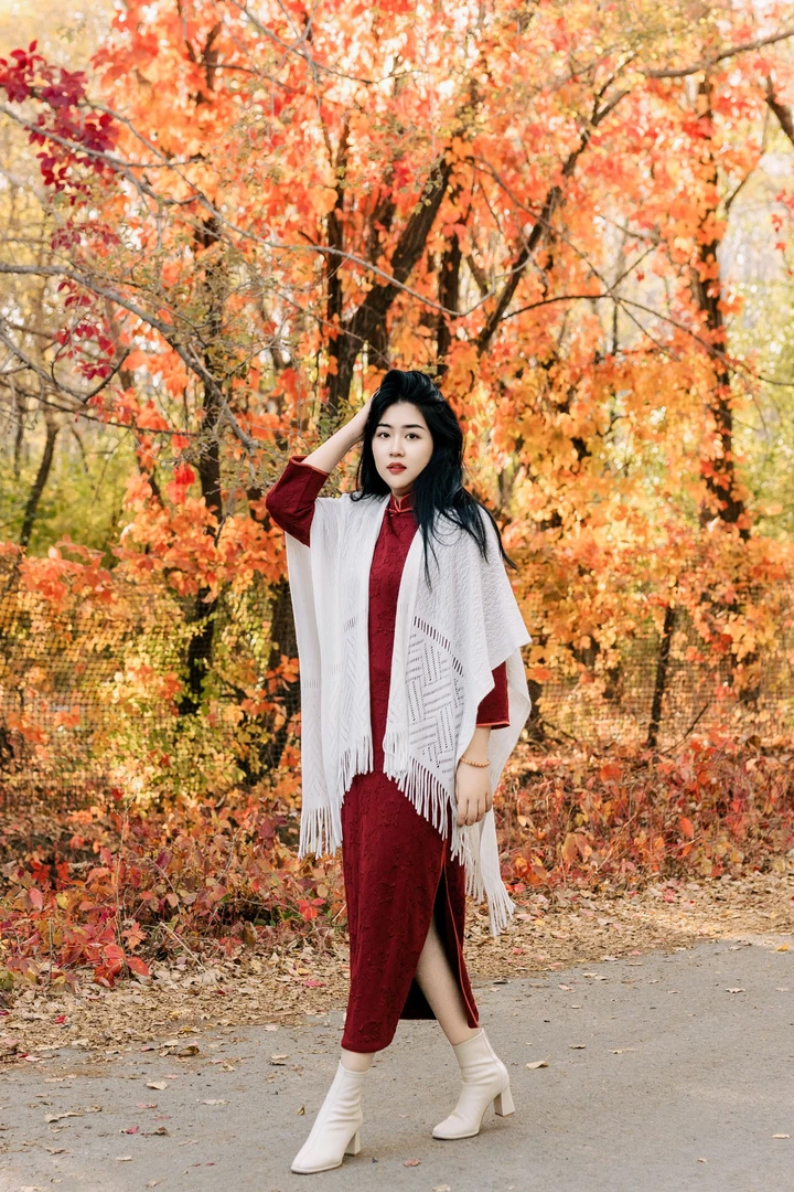 【虹奇】大码女装春夏季新款复古显瘦蕾丝立领旗袍连衣裙90020