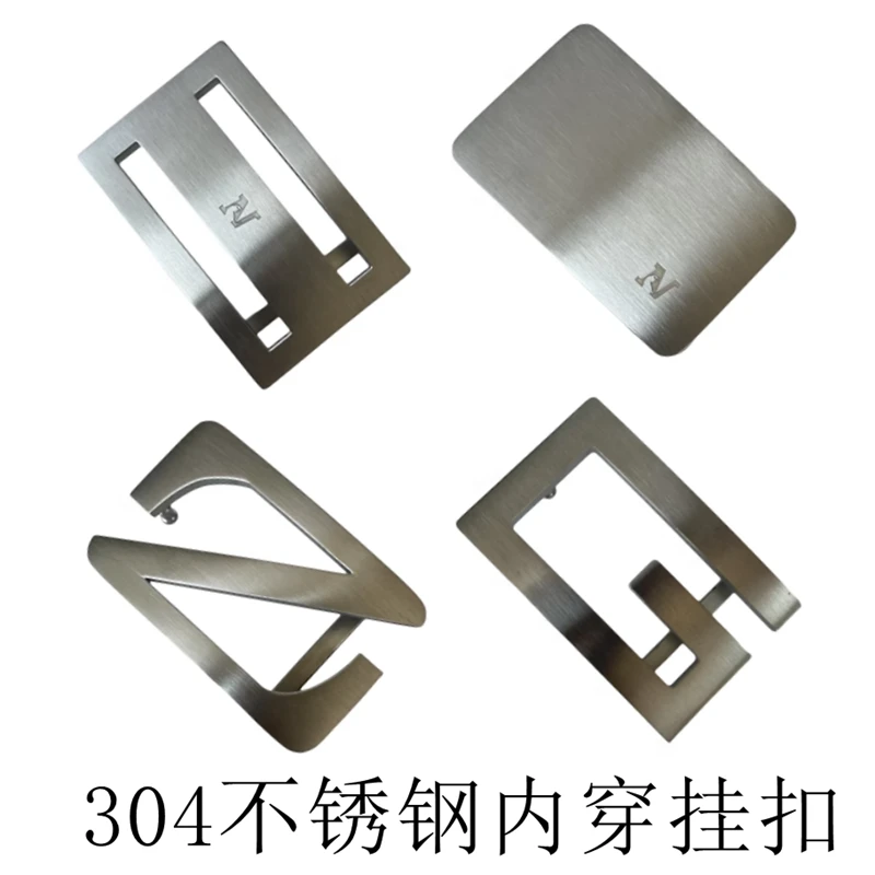 内穿式皮带扣头高档男士单卖内扣打孔304不锈钢字母38mm平滑扣头