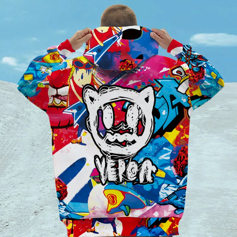 小恶魔卫衣男士ins潮牌笑脸印花外套秋冬款加绒加厚连帽衫青少年