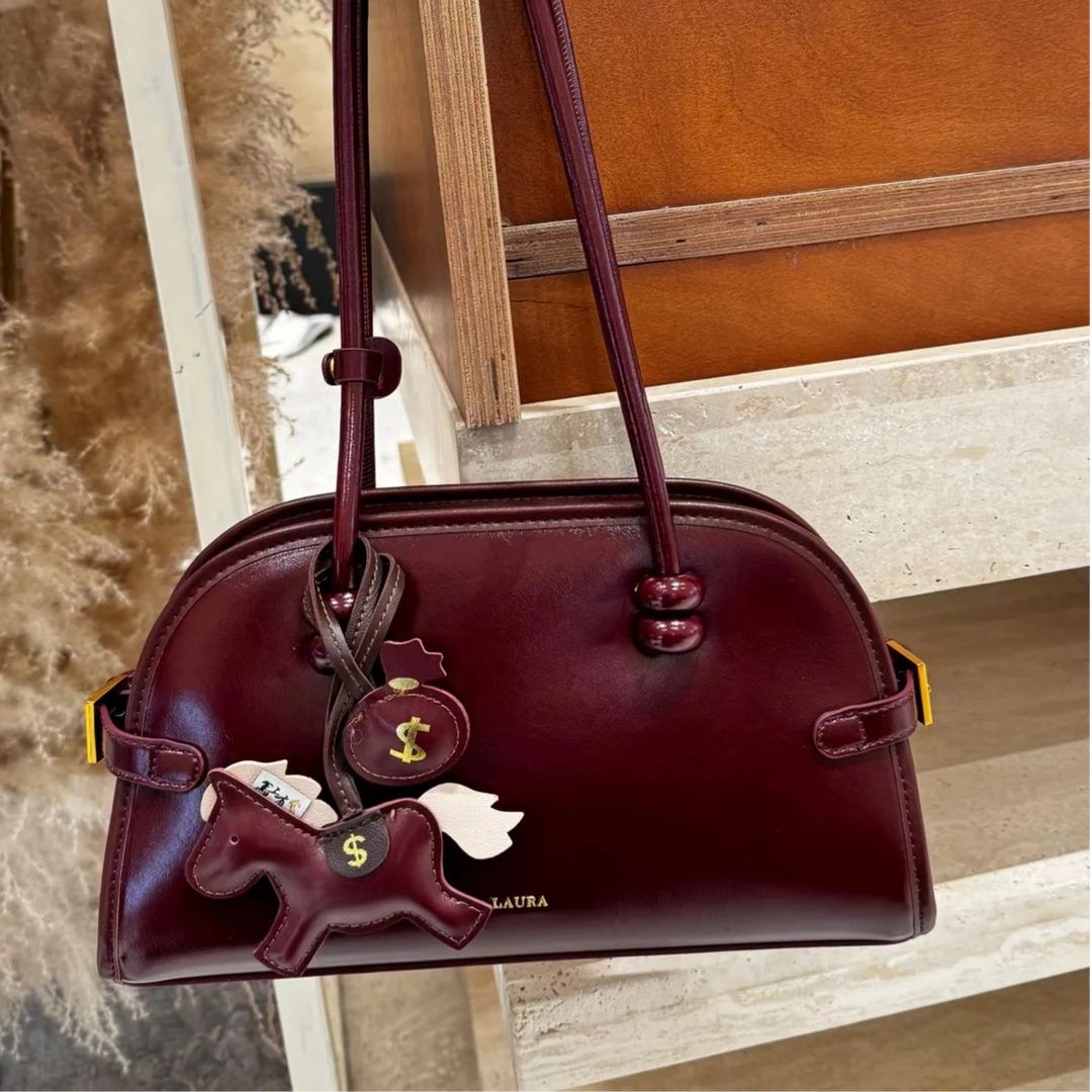 【芝麻集】SD-5057-玫瑰休闲百搭女士小众简约单肩气质女包