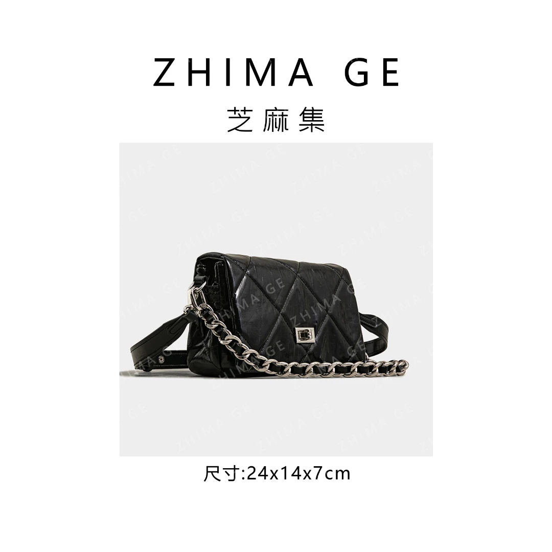 【芝麻集】SK-62723-黑色RAIN.CUN新款简约腋下斜跨轻奢女包