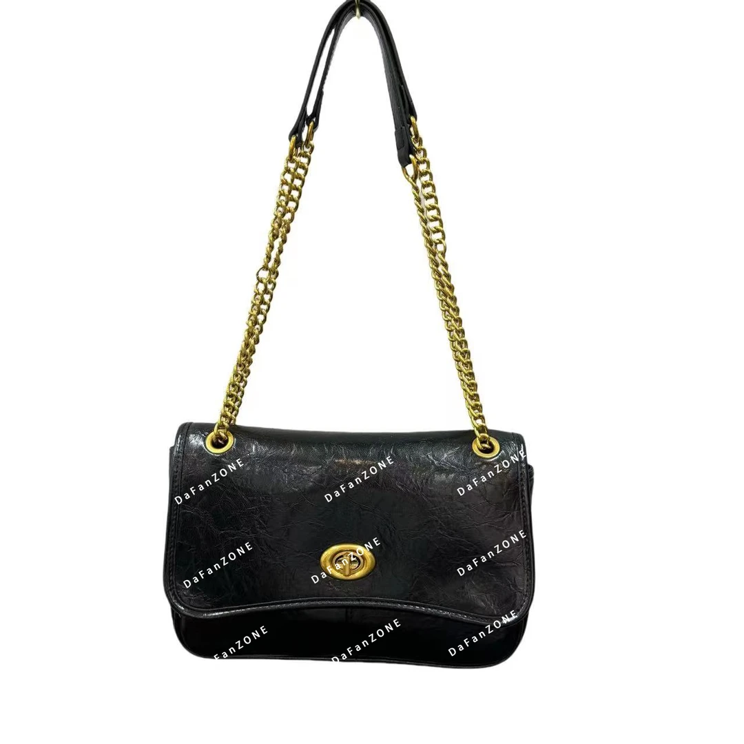 【芝麻集】QYX-9629-黑色RAIN.CUN秋冬潮流时尚百搭腋下斜跨女包