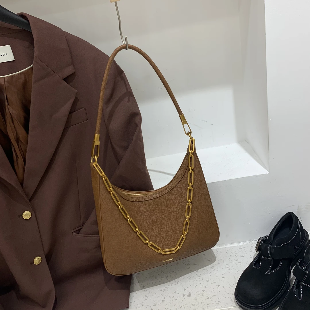 【芝麻集】BD-B891-宝藏棕RAIN.CUN.简约腋下时尚斜跨轻奢女包特