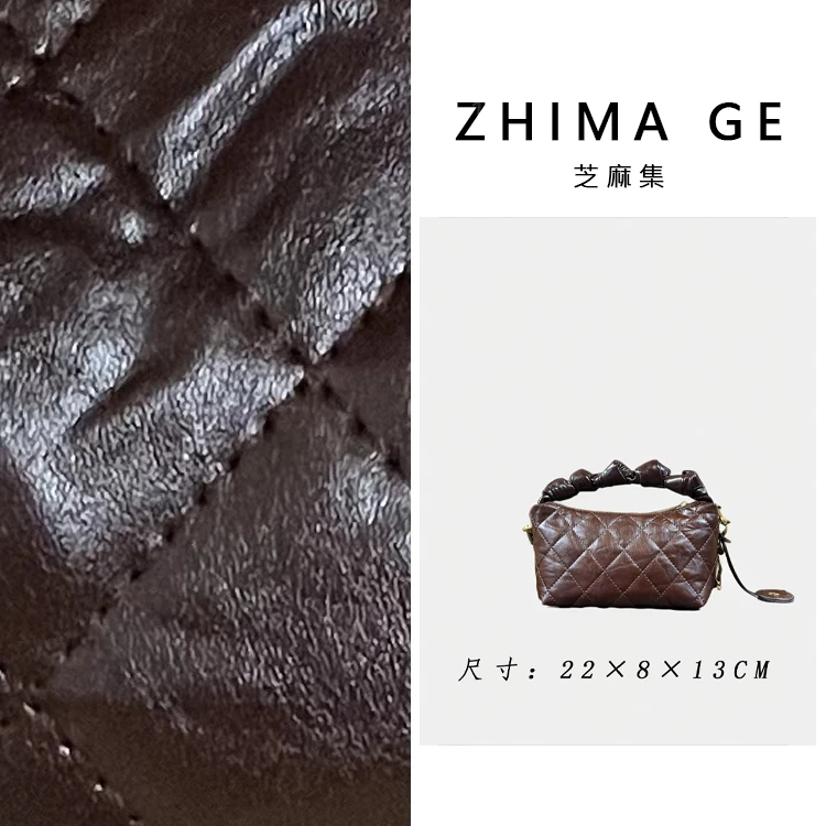 【芝麻集】ZT-D7027-1手抓牛皮咖RAIN.CUN.简约时尚斜跨轻奢女包