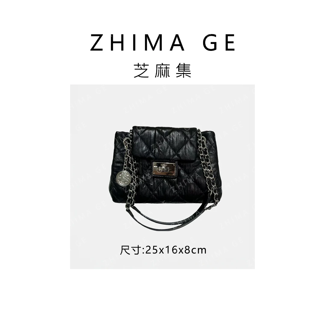 【芝麻集】ZT-D7117-黑色RAIN.CUN.简约腋下时尚斜跨轻奢女包