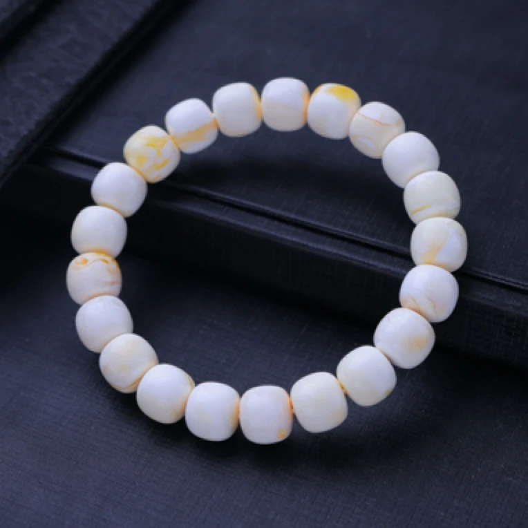 H351满瓷白带金精工老型手串11mm