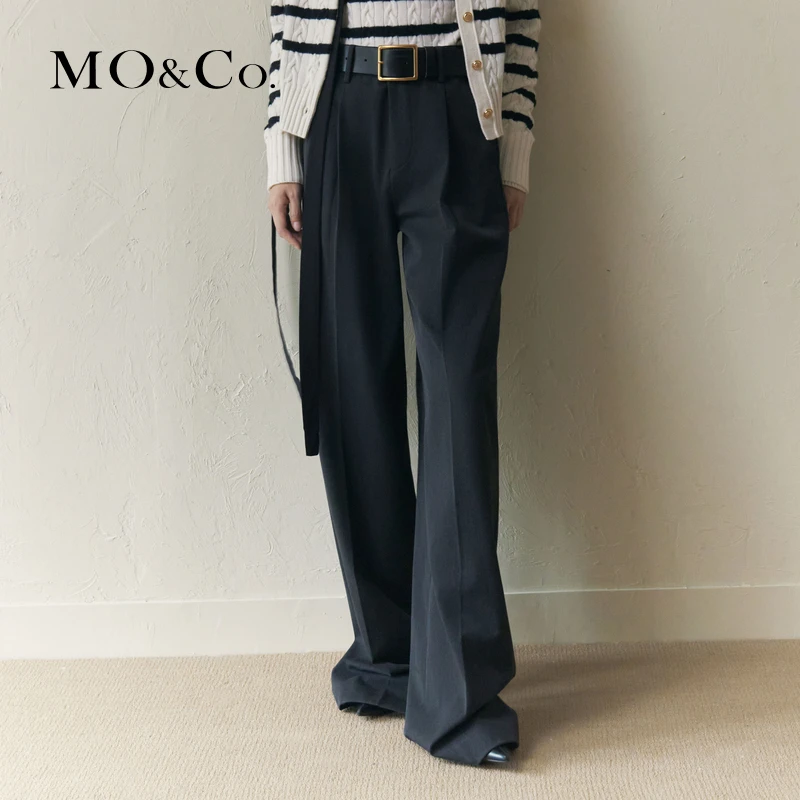 MOCO解构高腰立体压褶直筒西裤阔腿裤磨毛厚实休闲裤MBC4PATK04