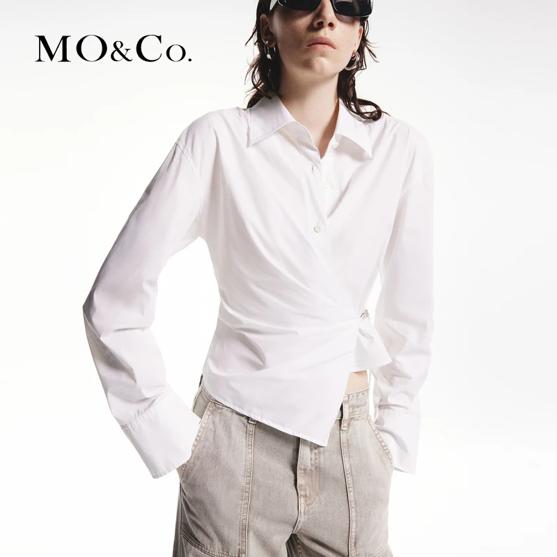 【防晒凉感】MOCO秋斜裹收腰短款衬衫MBD3SHT014