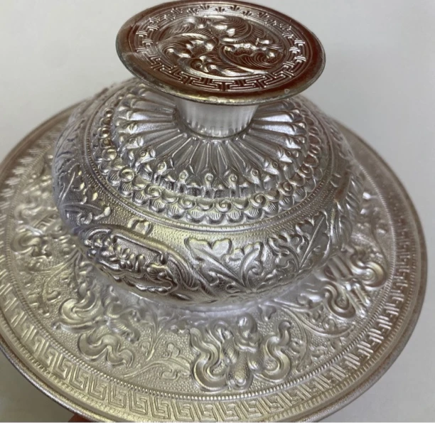 铜合金婚庆饰品 藏式铜盖子，八宝款，14公分民族风