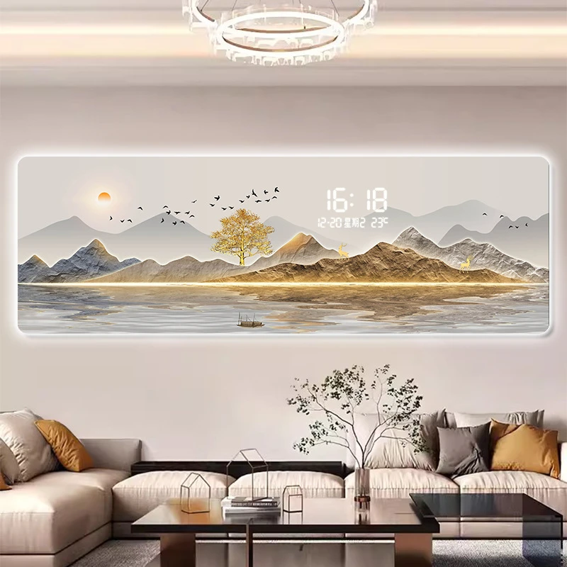 2025年新款现代简约LED电子钟表挂钟客厅沙发背景墙装饰床头挂画