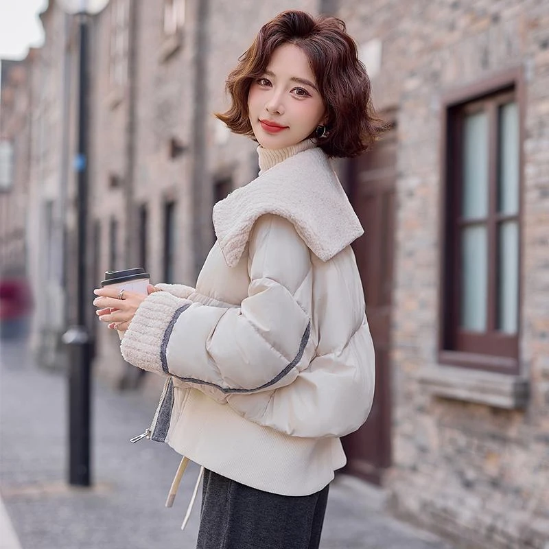 大翻领洋气女羽绒服2024冬季新款韩版宽松时尚加厚白鸭绒平湖外套