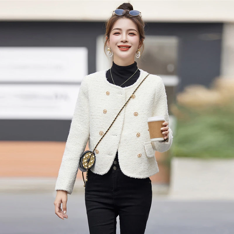 小香风毛呢外套女短款秋冬季2025年新款气质休闲小个子呢子上衣女