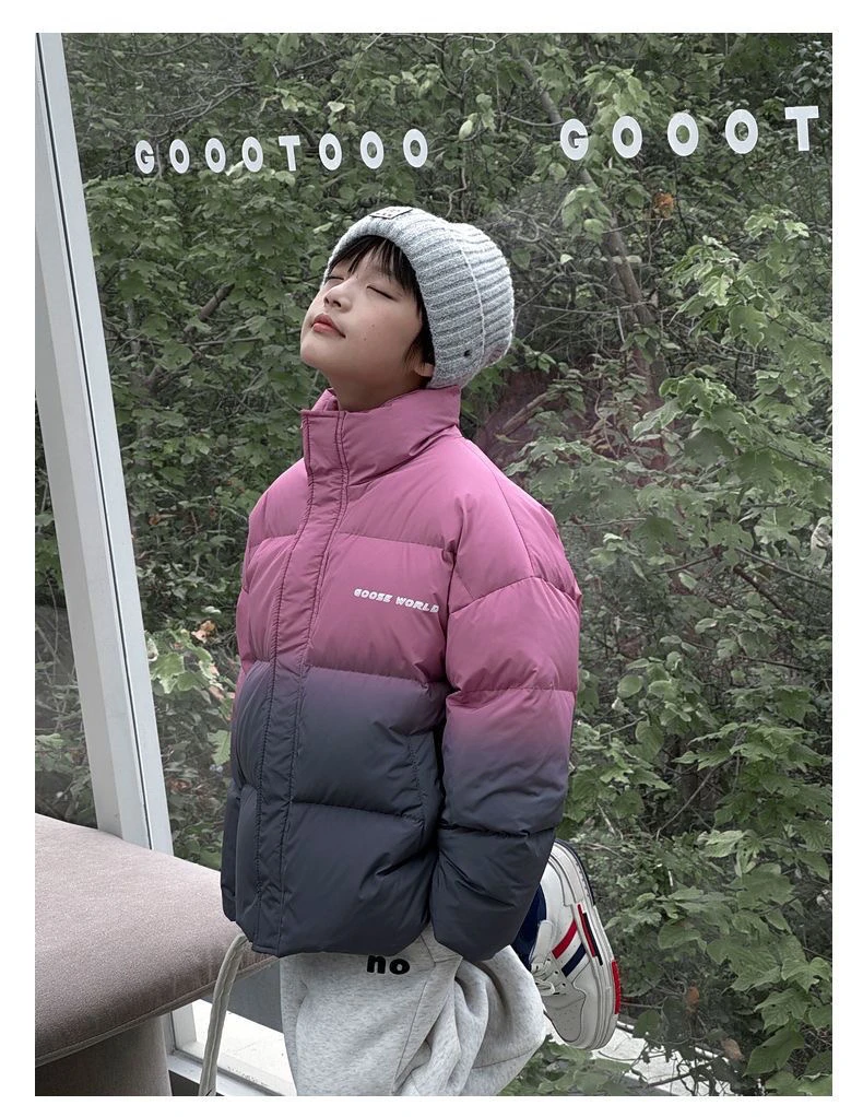 男童冬装渐变2023新款儿童宽松棉服短款中大童加厚炸街冬季外套