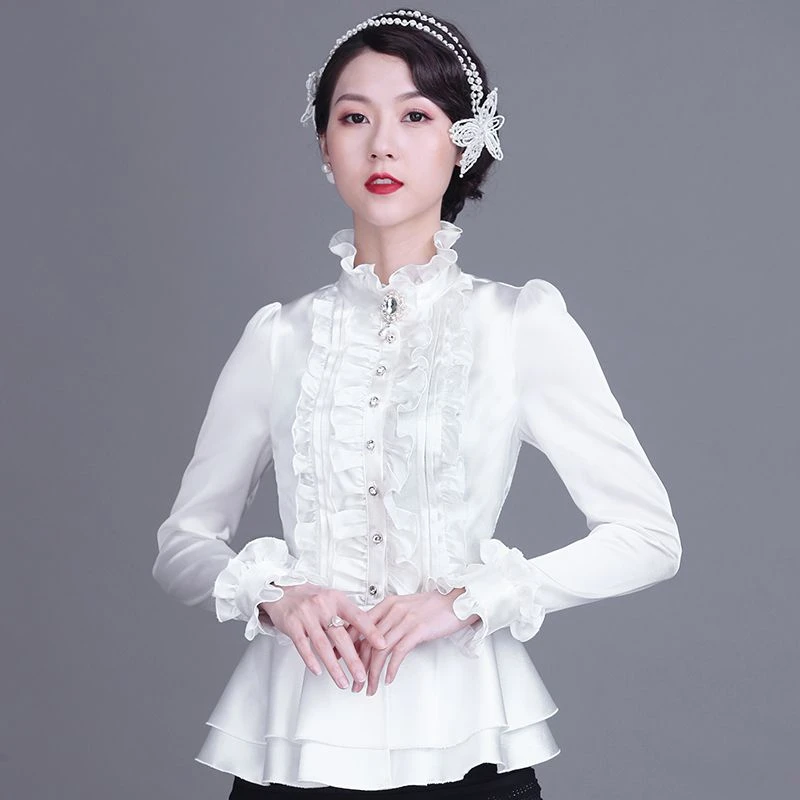 白色衬衫2025年新款法式宫廷风时尚小衫职业通勤衬衣胖mm洋气上衣