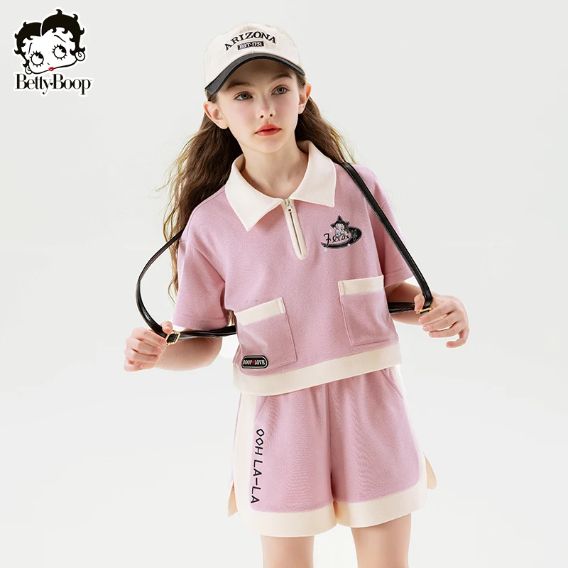 贝蒂女童儿童POLO短袖短裤套装2025夏季童装大童洋气两件套24130