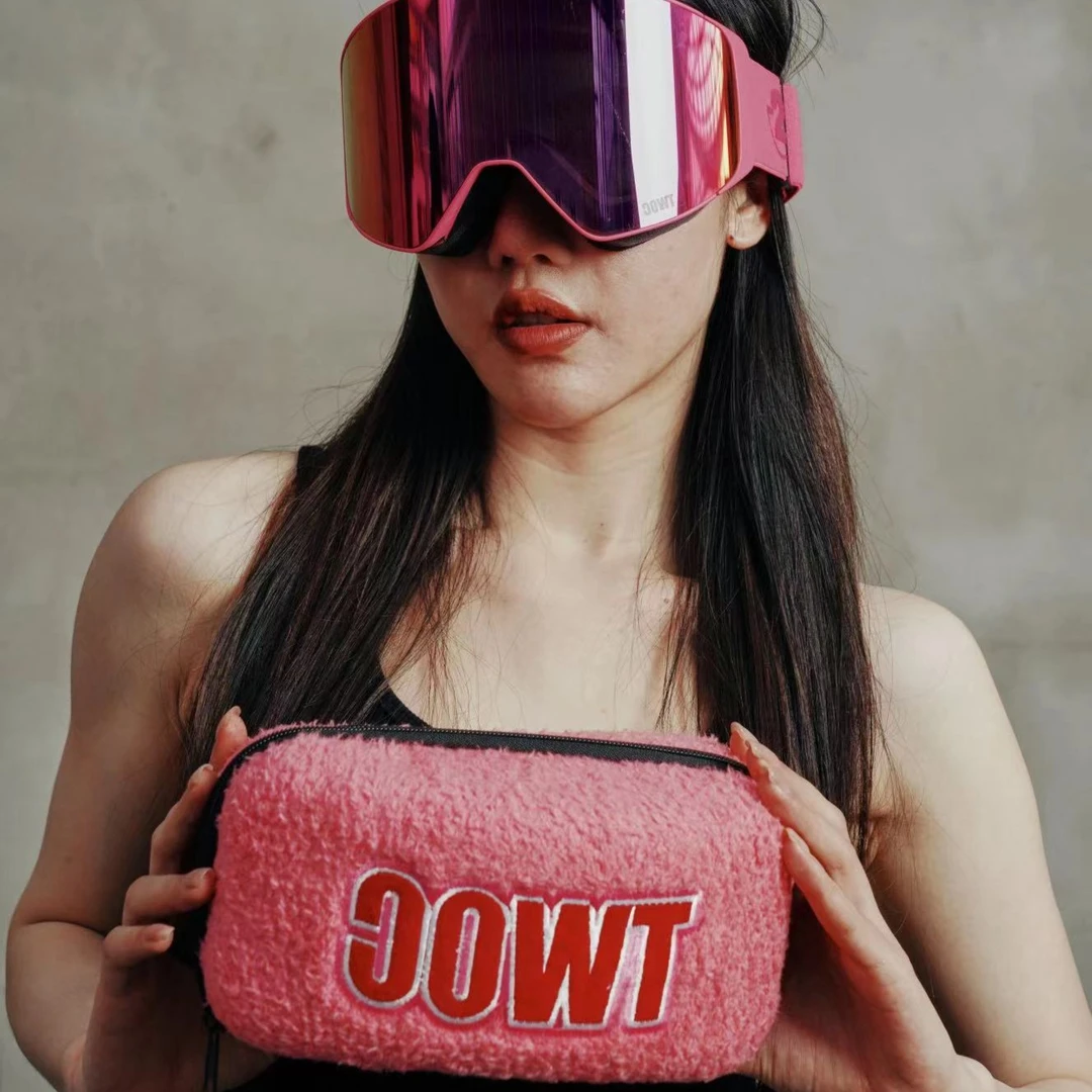 TWOC零下二度滑雪眼镜专用盒多用滑雪镜毛绒盒