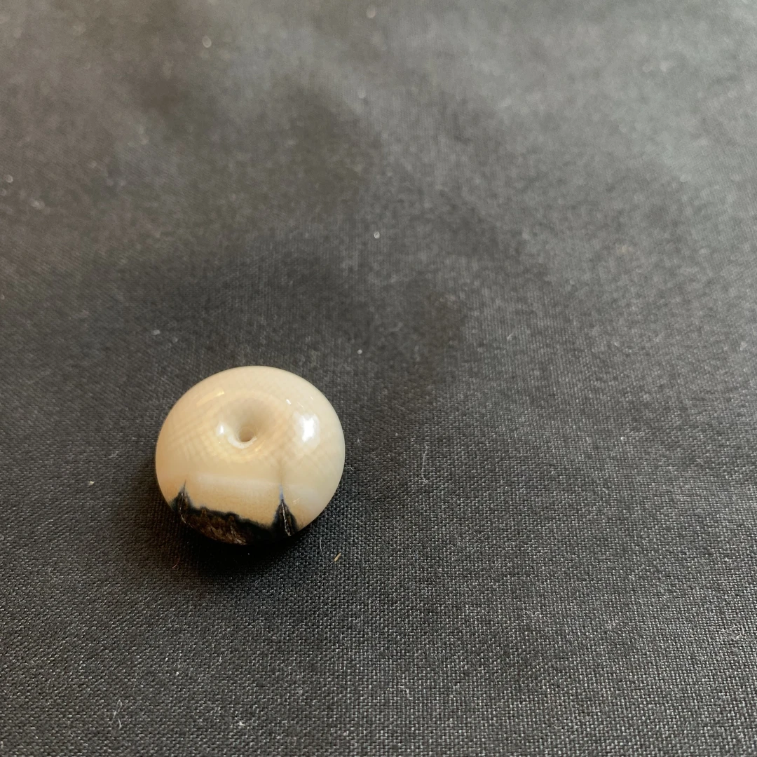 【PJ0123】天然猛犸牙蓝皮19mm平安扣吊坠挂件配件