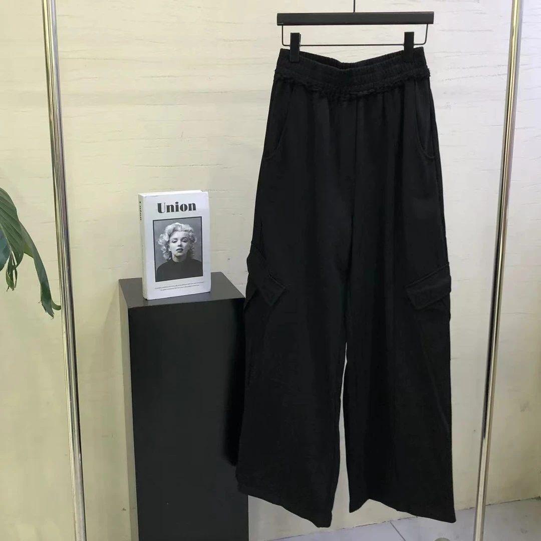 【 雨•美 推荐 】10206黑色百搭显瘦宽松阔腿工装裤