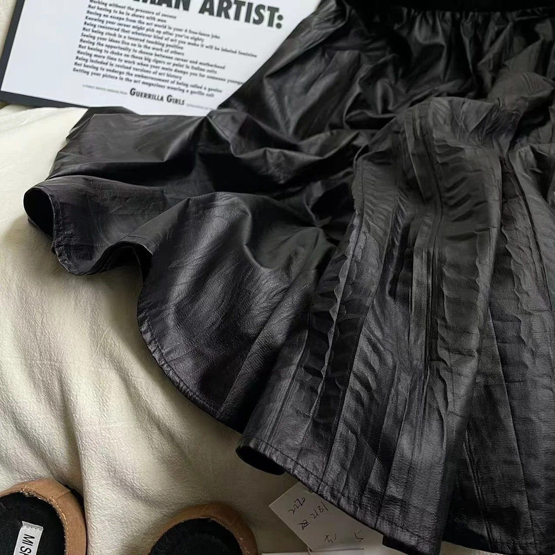 【 雨•美 推荐 】2181黑色显瘦百搭半身皮裙