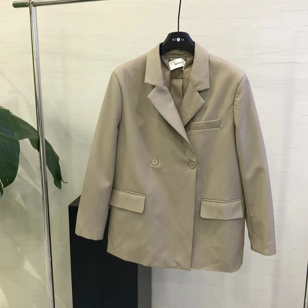 【 雨•美 推荐 】122卡其韩版简约百搭后开叉西服外套